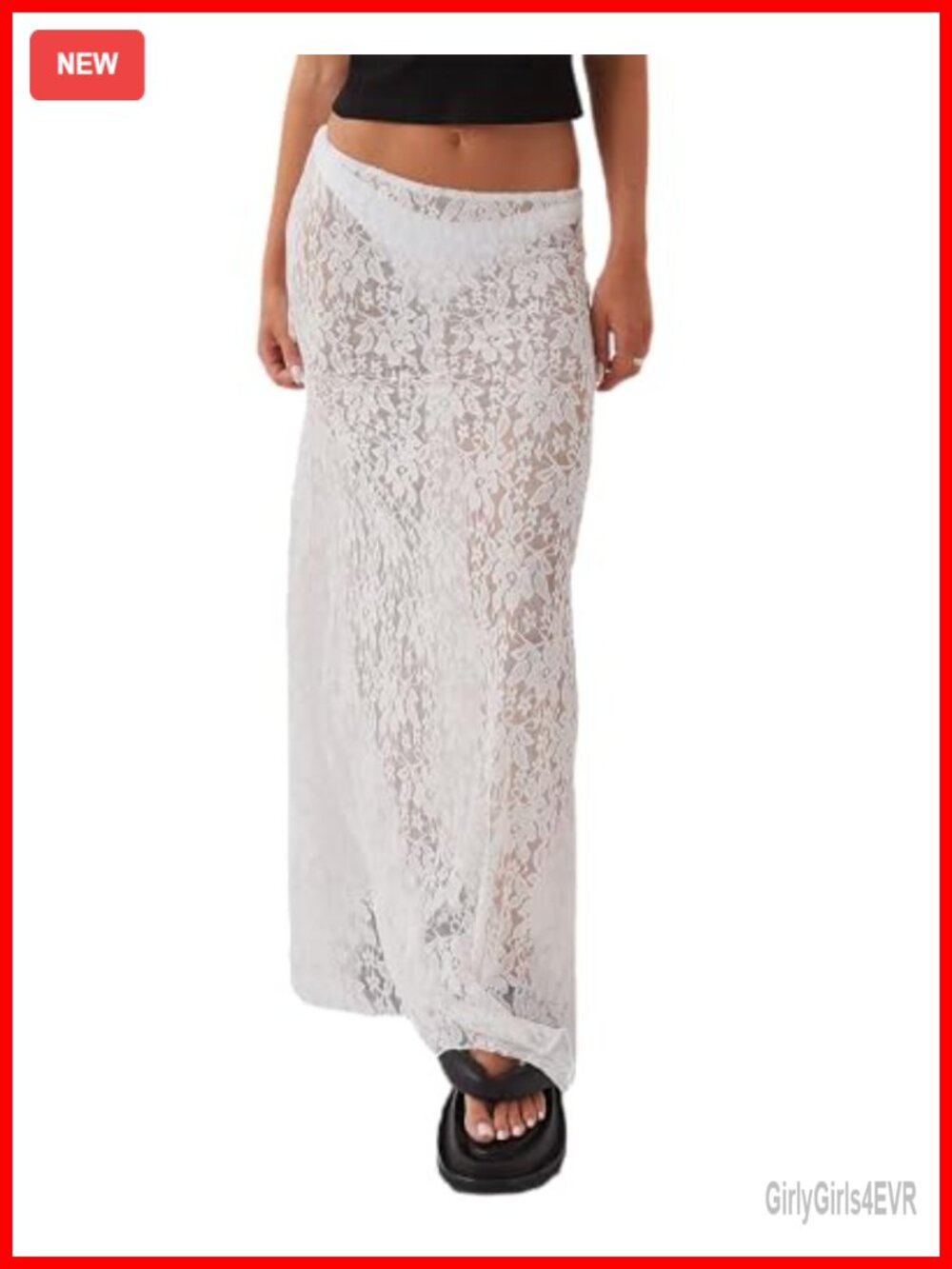 Lace Maxi Skirt Sheer Long Flowy Boho Summer Beach Coverup
